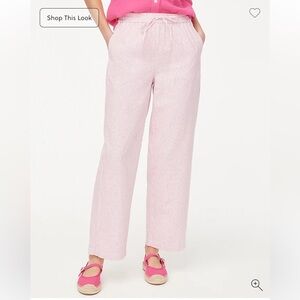 J Crew Linen-blend slim wide-leg drawstring pant